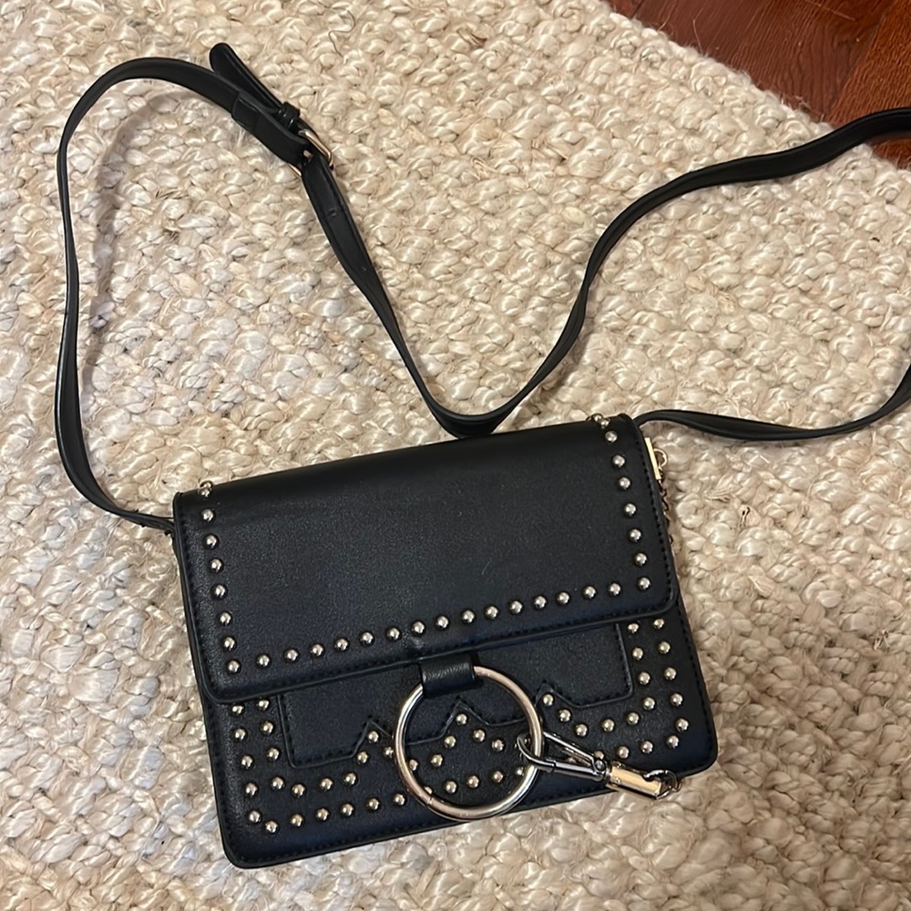Gold and Black Studded Strap Bag Purse
